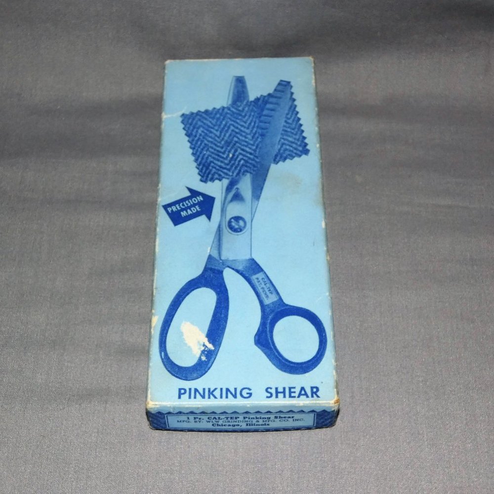 Vintage Cal-Tep 7.5" Pinking Shears with Original Box and Instructions